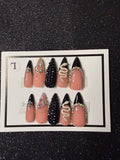 Black Bling Stiletto Med/Long