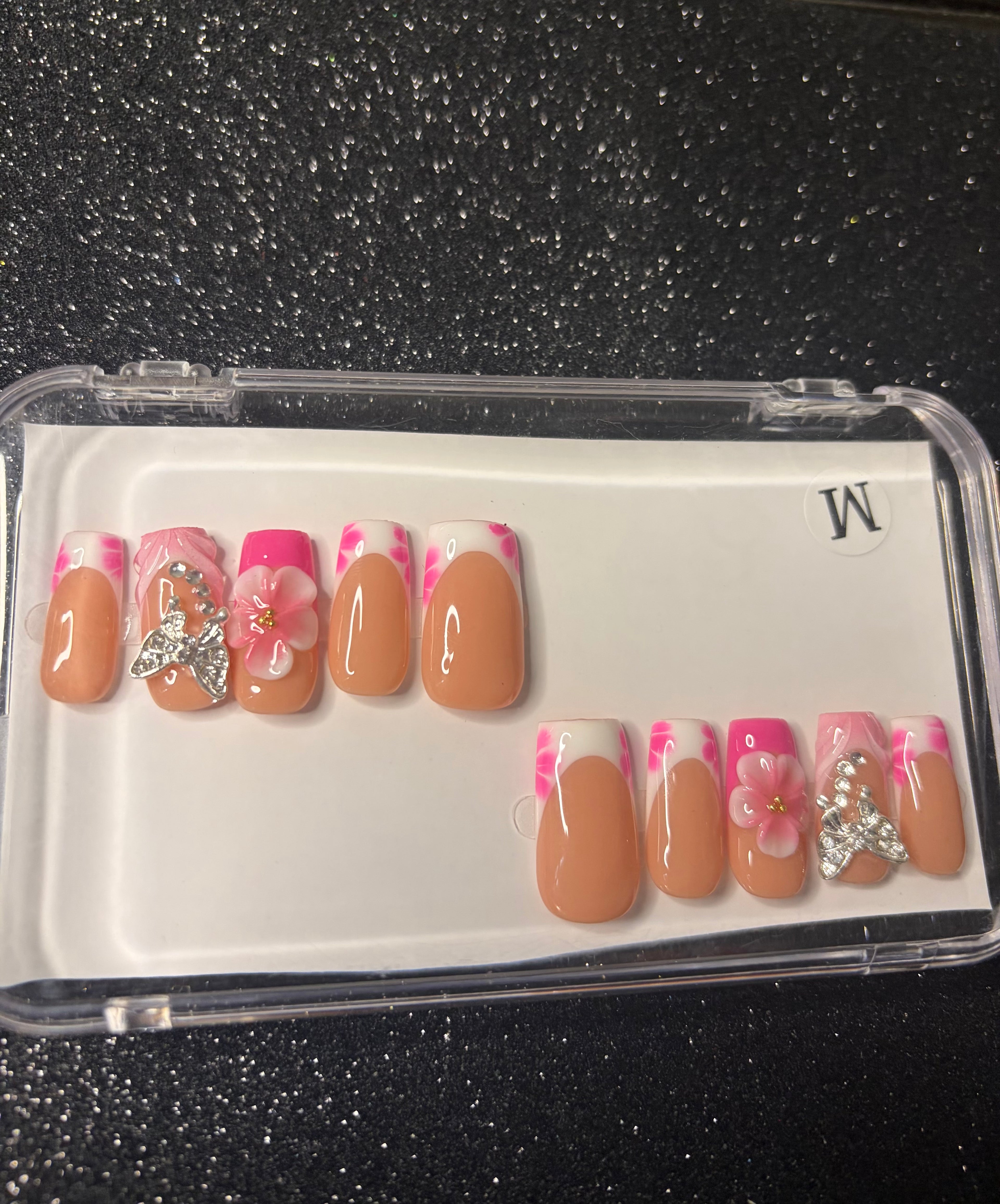 Pink & White Floral Medium Square